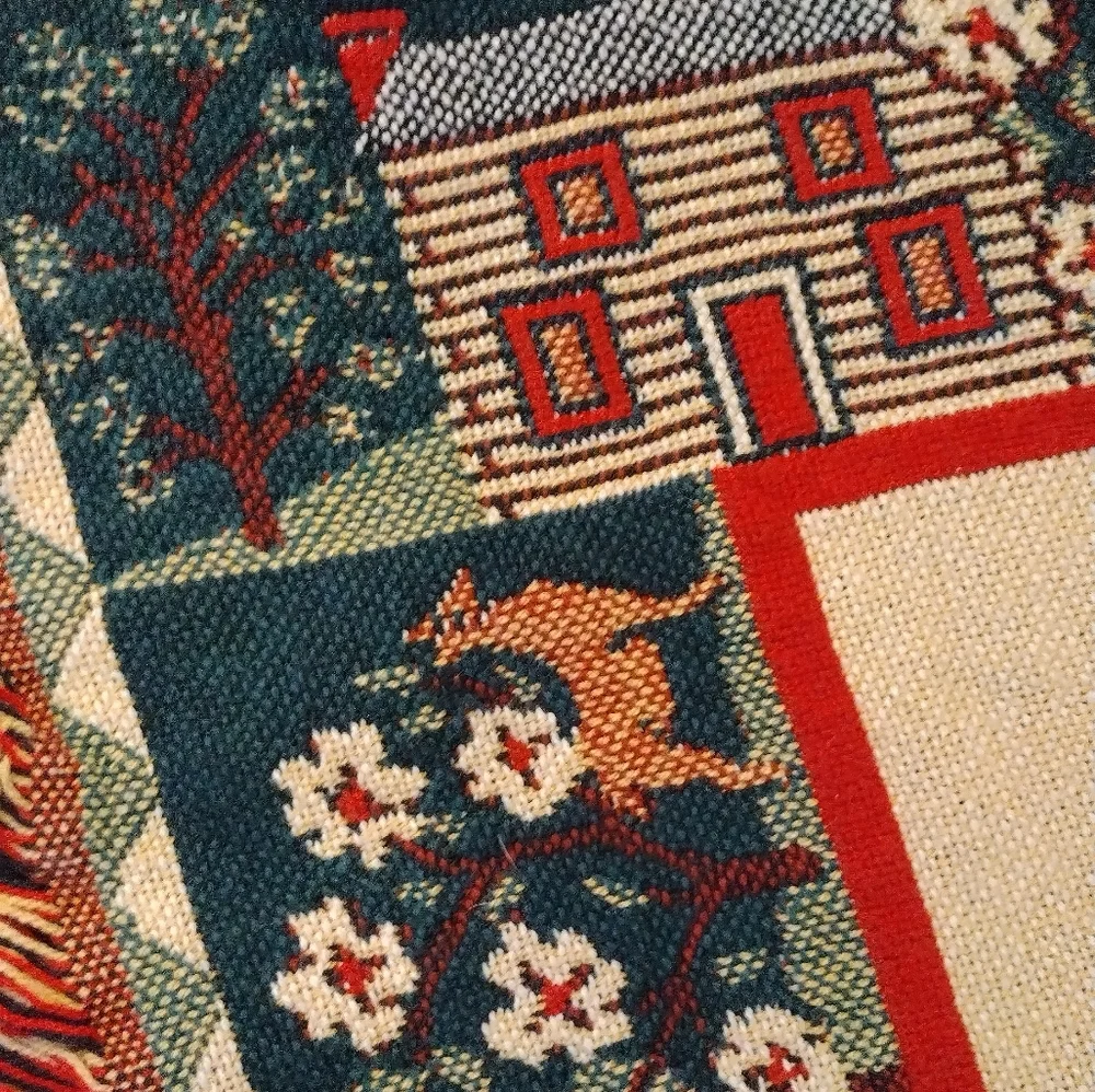 Vintage Bob Timberlake Christmas Family Home Tapestry Thick Throw Blanket 46x68